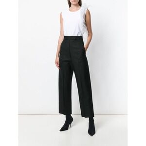 NWT $450 Helmut Lang Black High Waist‎ Cropped Trouser Pants Sz 2 Fits 27x28